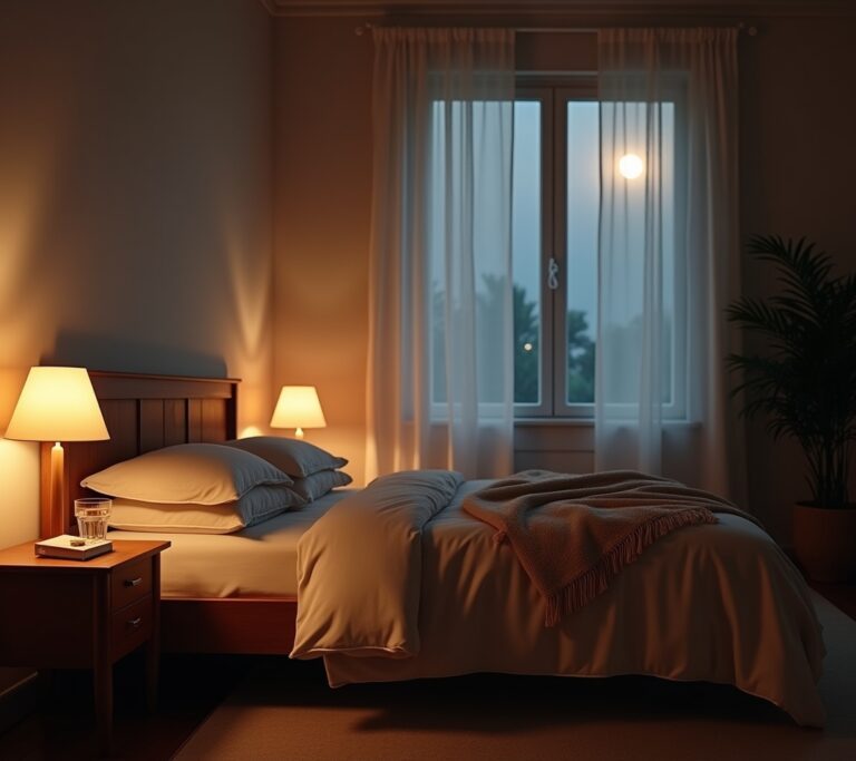 Minimalist bedroom with no screens visible