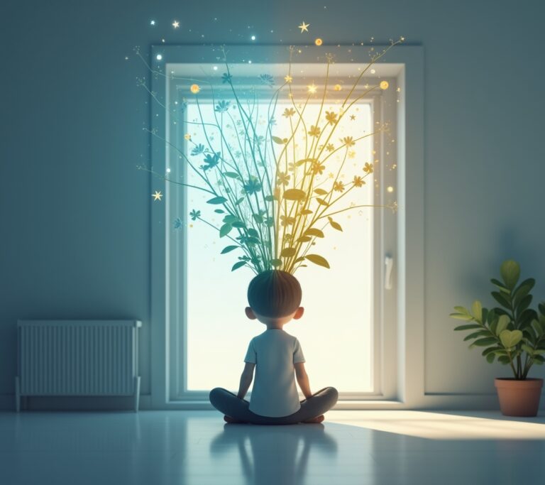 Person staring out window with blank expression